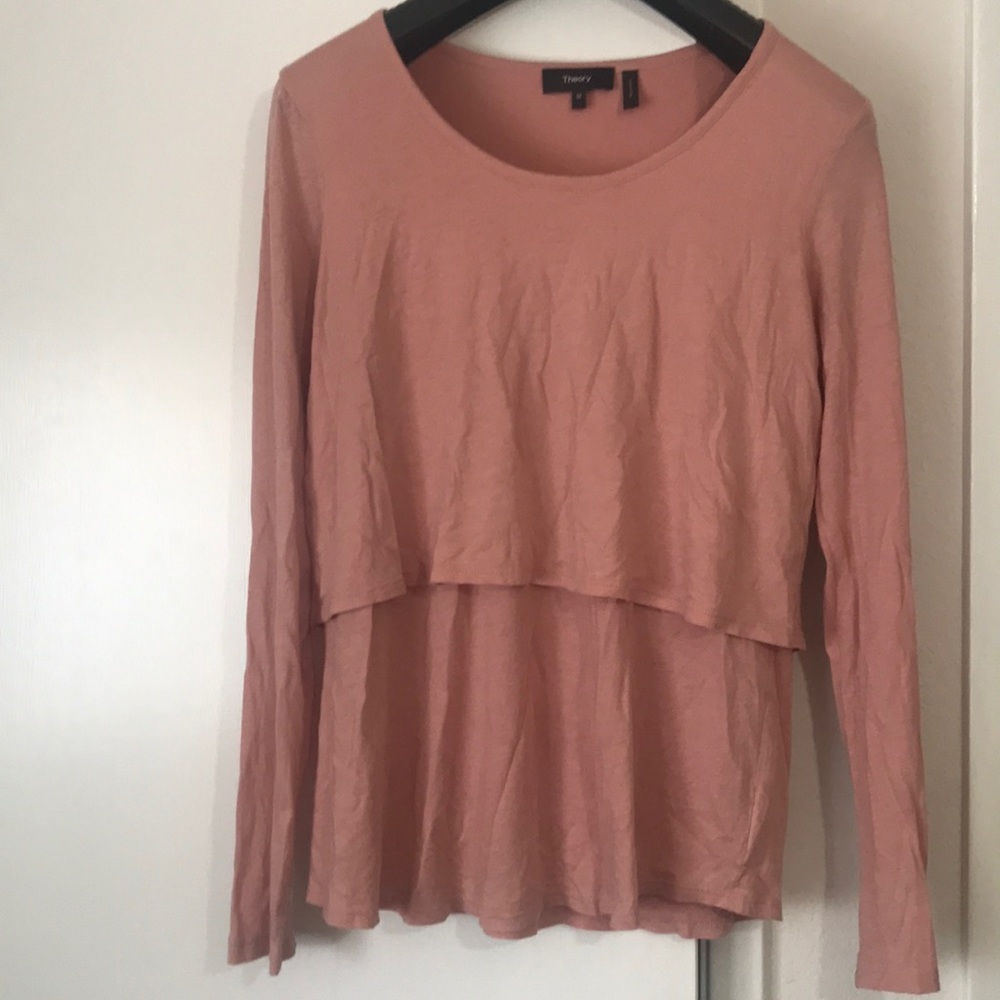 Theory Soft Pink layered top